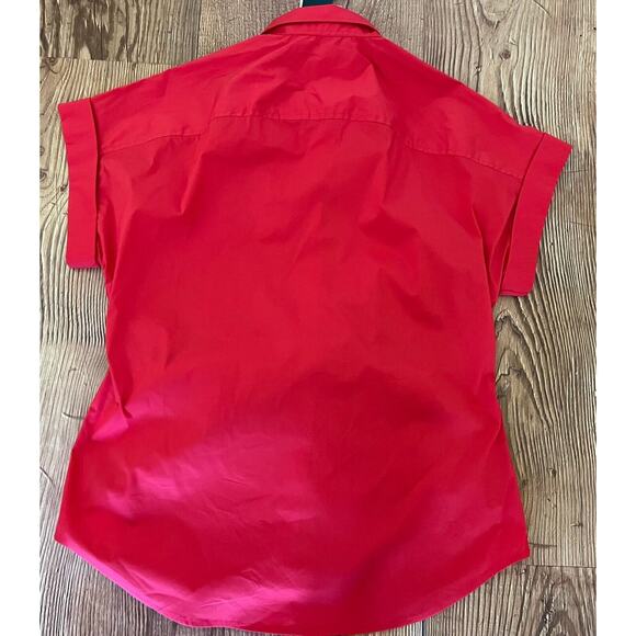 Lauren Ralph Lauren Deep Red Cotton Tie Front Shirt 200747474002 Size M NWT - Picture 13 of 16
